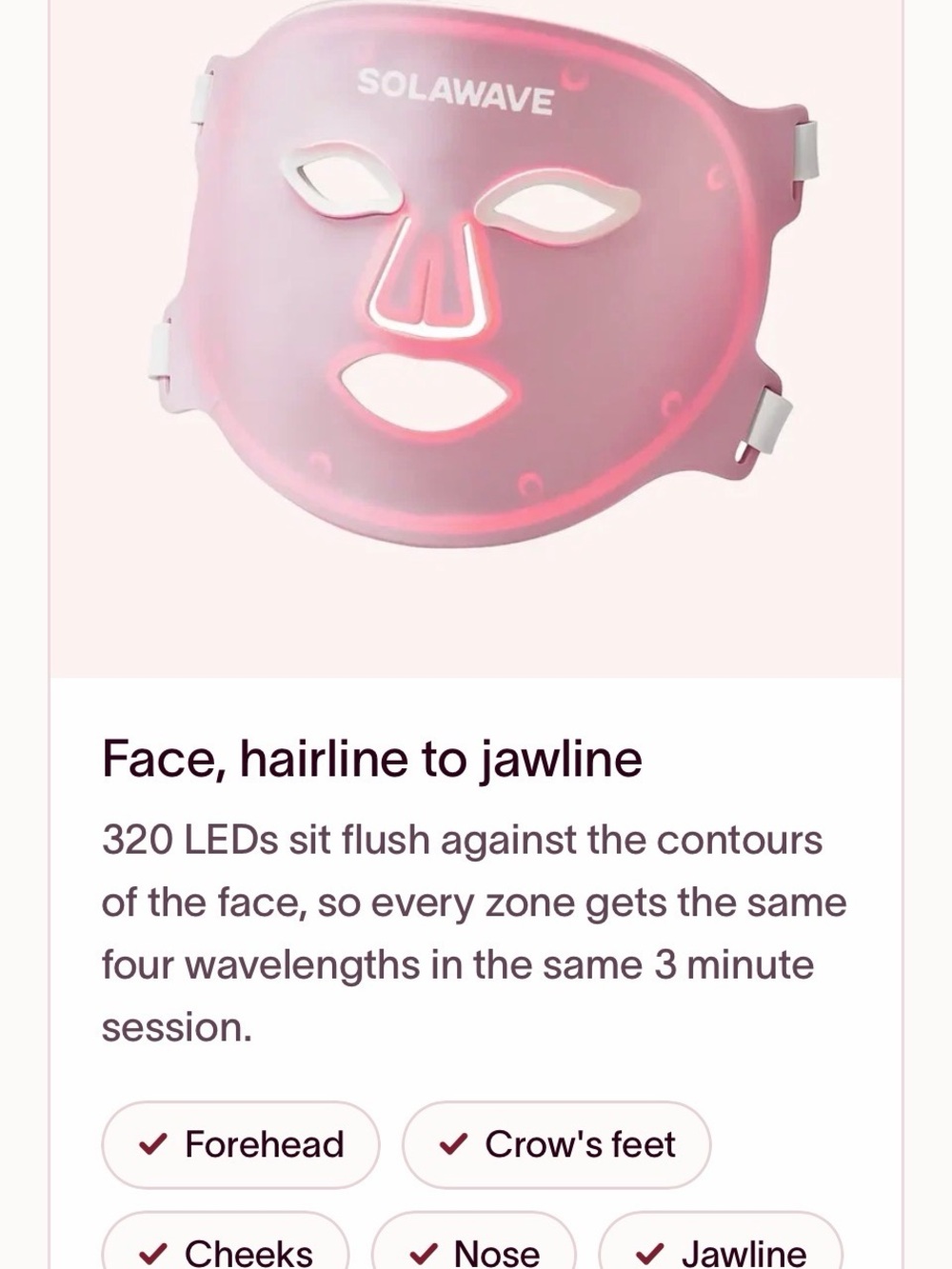 Solawave Pink LED Face Mask – At-Home Light Therapy for Radiant Skin